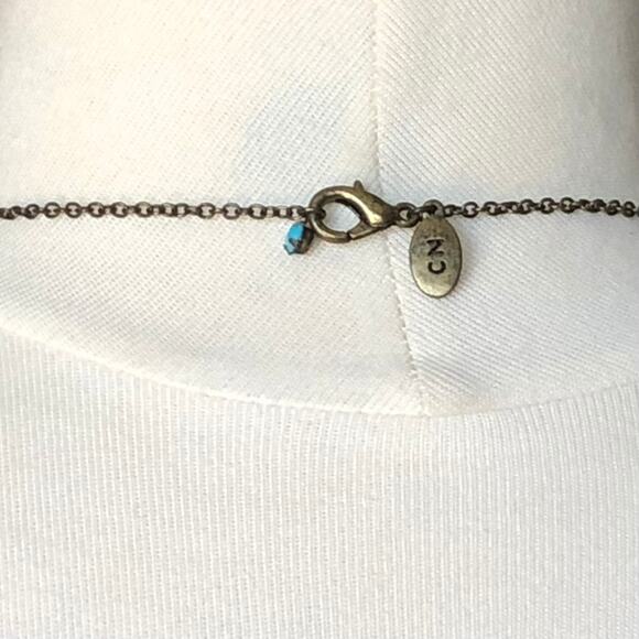 CN Signed Boho Statement Fringe Bib Necklace Blue Crystals with Lobster Clasp - Picture 6 of 6